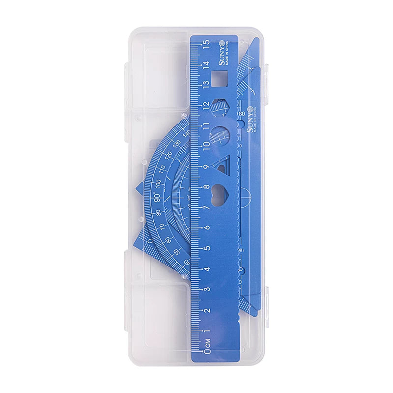 Drawing-Aluminum Alloy Ruler Set 30°60°90° & 45°45°90° Triangle, Compass & Protractor for Students