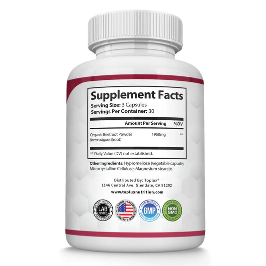 Organic beet root capsules - beetroot for blood flow and circulation, energy and overall health